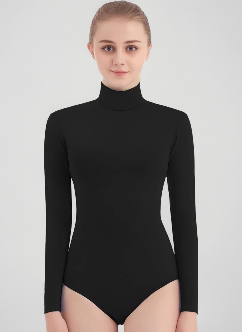 SUPRNOWA Women's Long Sleeve Turtleneck Top Bodysuit Mock Neck
